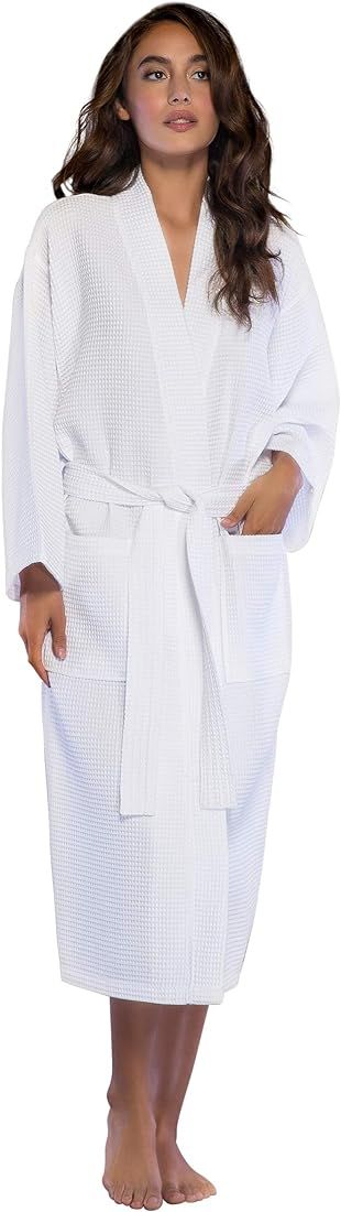 Turquaz Linen Lightweight Long Waffle Kimono Unisex Spa Robes For Women And Men | Amazon (US)