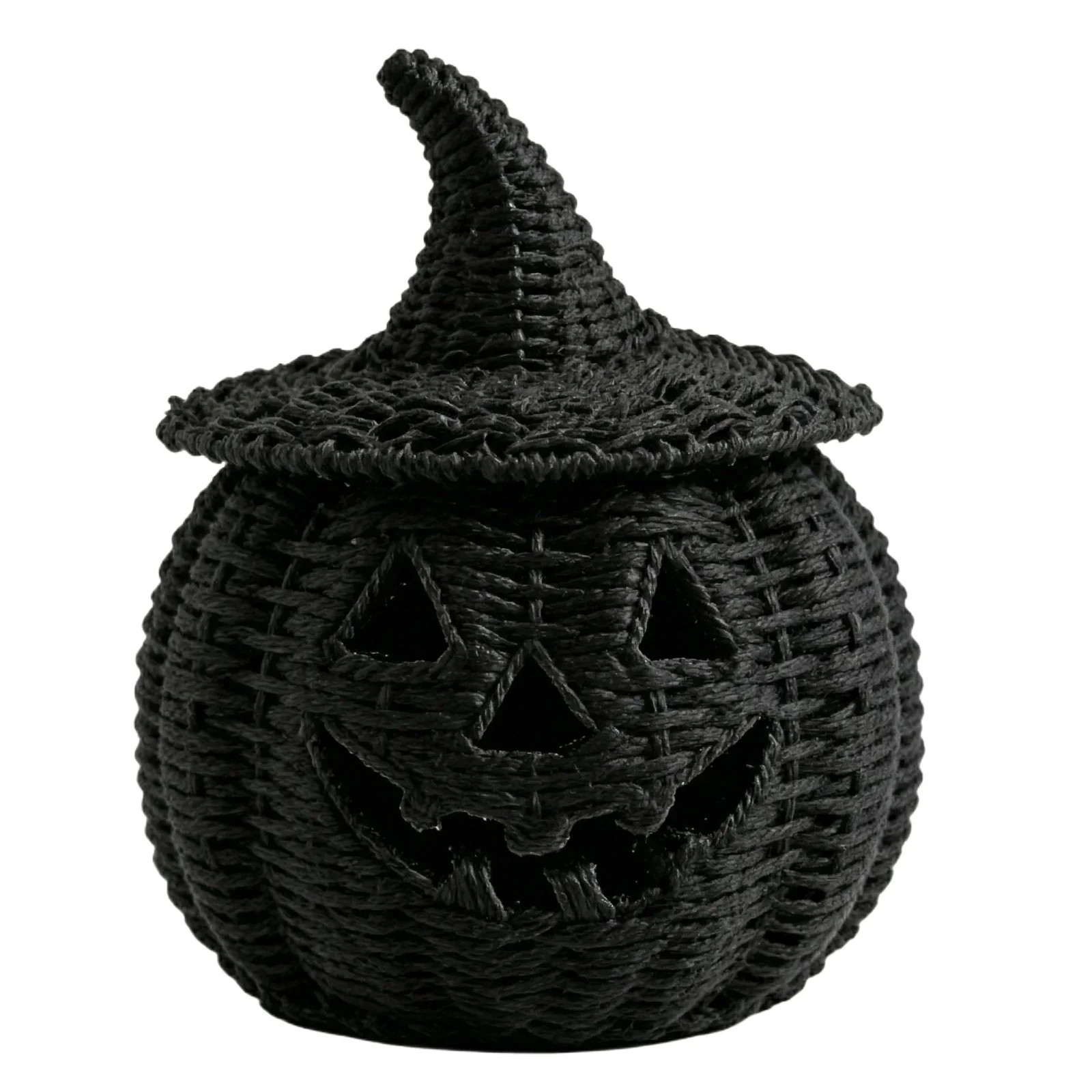 Halloween Woven Seagrass Pumpkin For Spooky Halloween Candy Storage And Home Decor, Black Handcrafted Witch Hat Woven Seagrass Pumpkin For Festive Parties, Premium Decorative Woven Seagrass Pumpkin | Walmart (US)