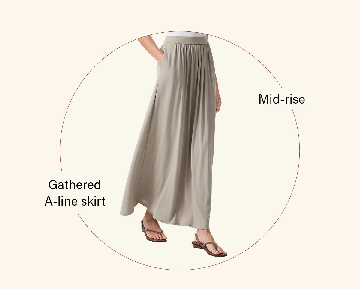 Soft Linen Knit Gathered A-Line Maxi Skirt with Pockets | OGLmove