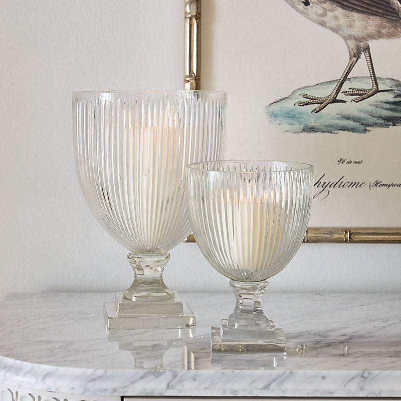 Fluted Glass Pedestal Hurricane - Small - Ballard Designs | Ballard Designs, Inc.