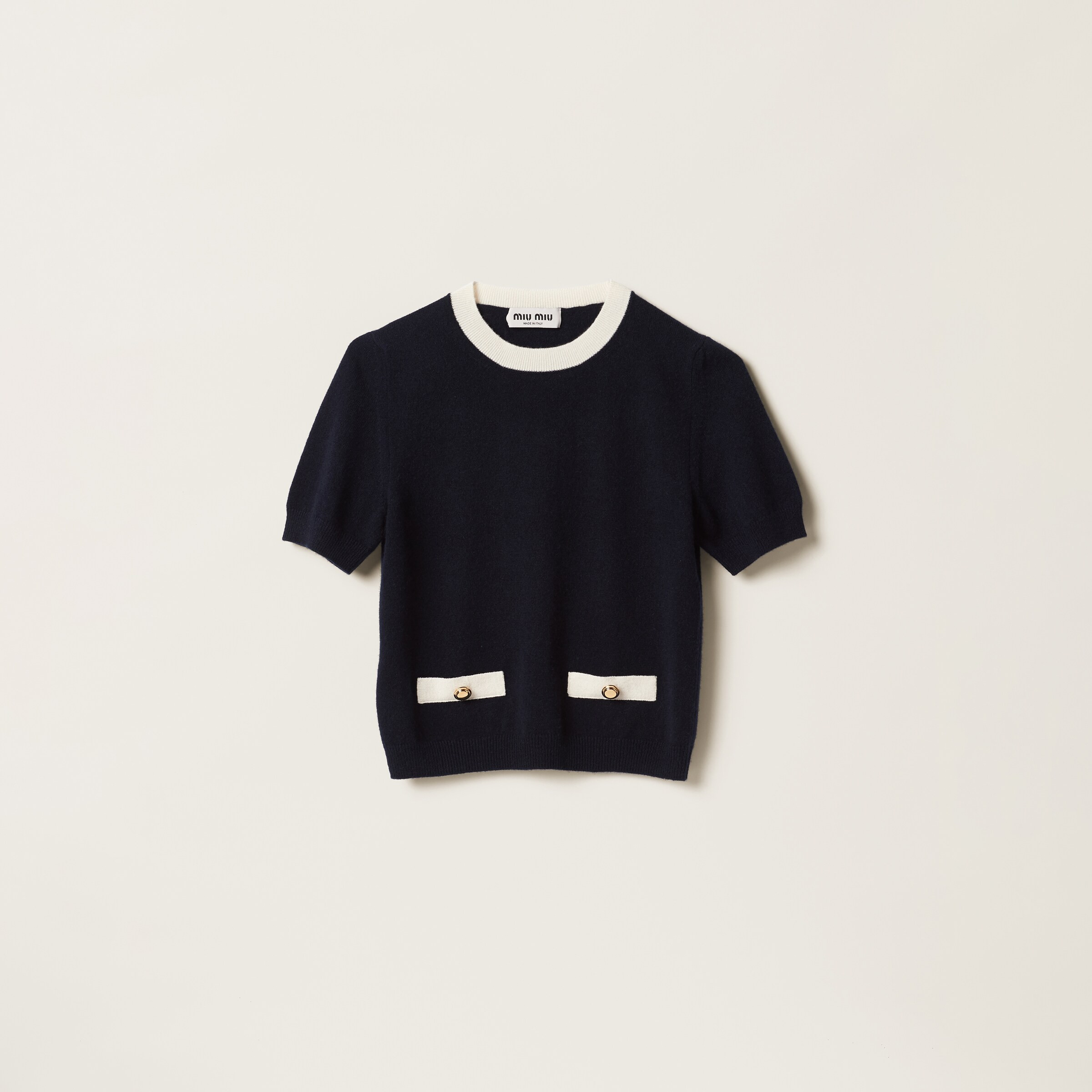 Blue/white Cashmere Sweater | Miu Miu | Miu Miu US