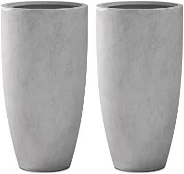 Kante 23.6" H Natural Concrete Tall Planters (Set of 2), Large Outdoor Indoor Decorative Plant Pots  | Amazon (US)