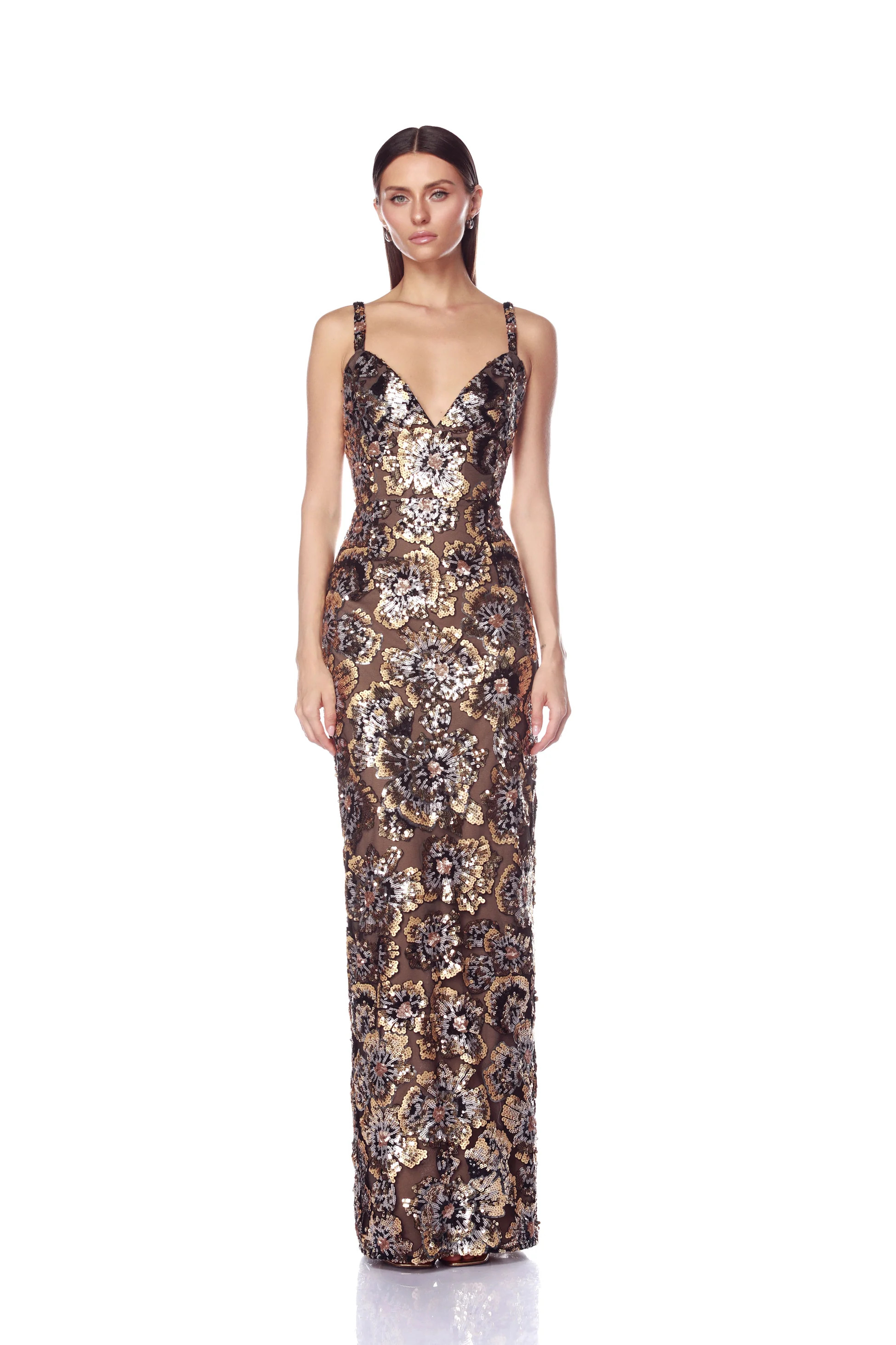 Allegra Gold Multi Maxi Dress | Bronx and Banco