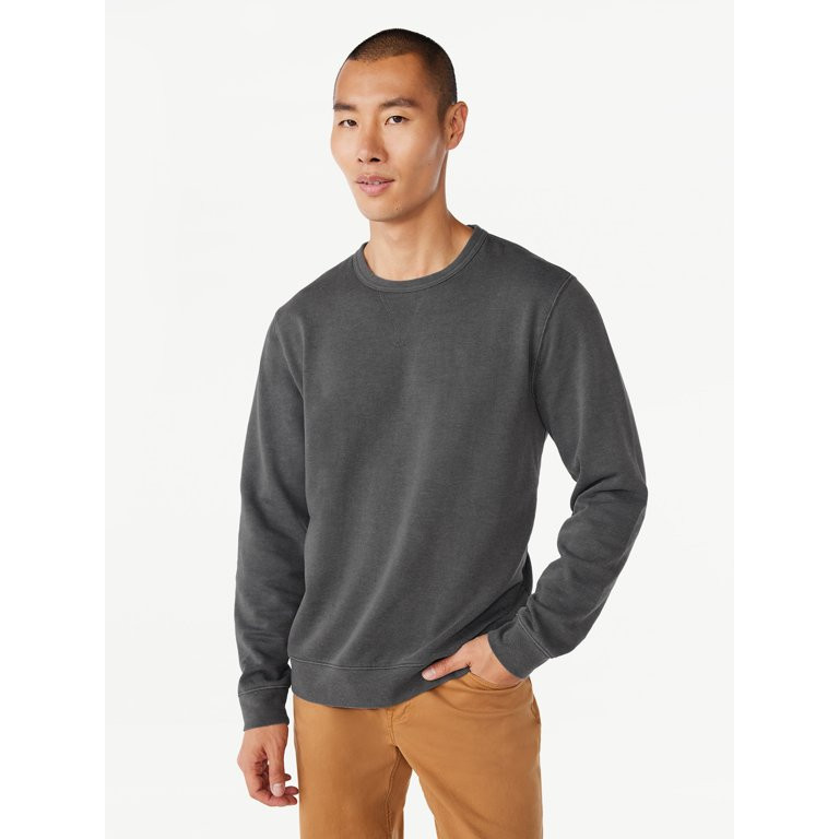 Free Assembly Men's Garment Dyed Fleece Crewneck Sweatshirt, Sizes XS-3XL | Walmart (US)