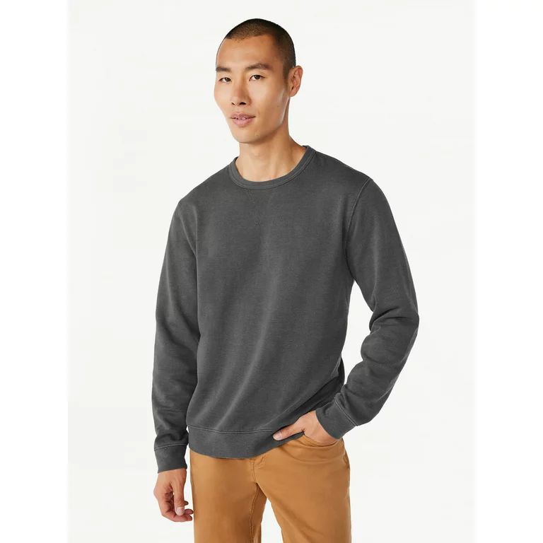 Free Assembly Men's Garment Dyed Fleece Crewneck Sweatshirt, Sizes XS-3XL | Walmart (US)