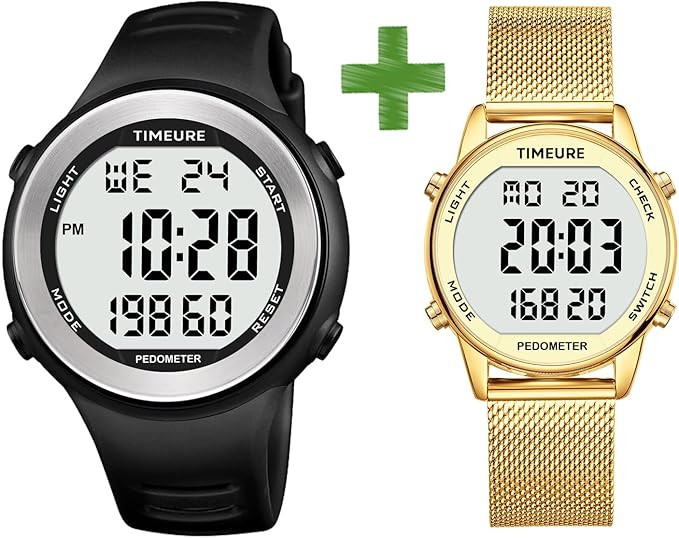 Pedometer Watch for Men and Women No App Connection, with EL Backlight. Simple, TIMEURE-2308 Blac... | Amazon (US)