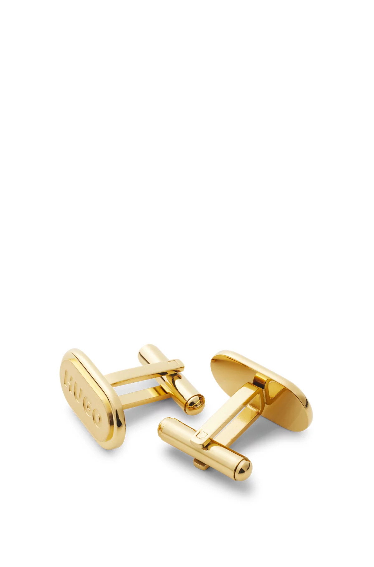 Oval-shaped cufflinks with engraved logos | Hugo Boss (UK)