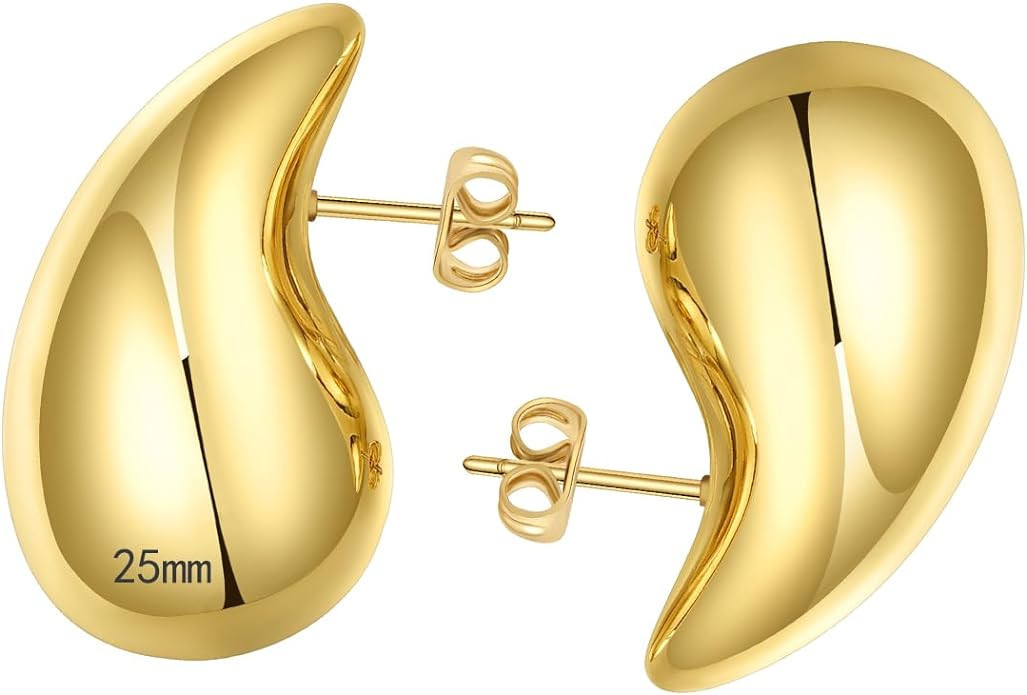 Ascona 25/32/47mm Chunky Gold Hoop Earrings for Women | Lightweight Tear Drop Earrings | Gold Dro... | Amazon (US)