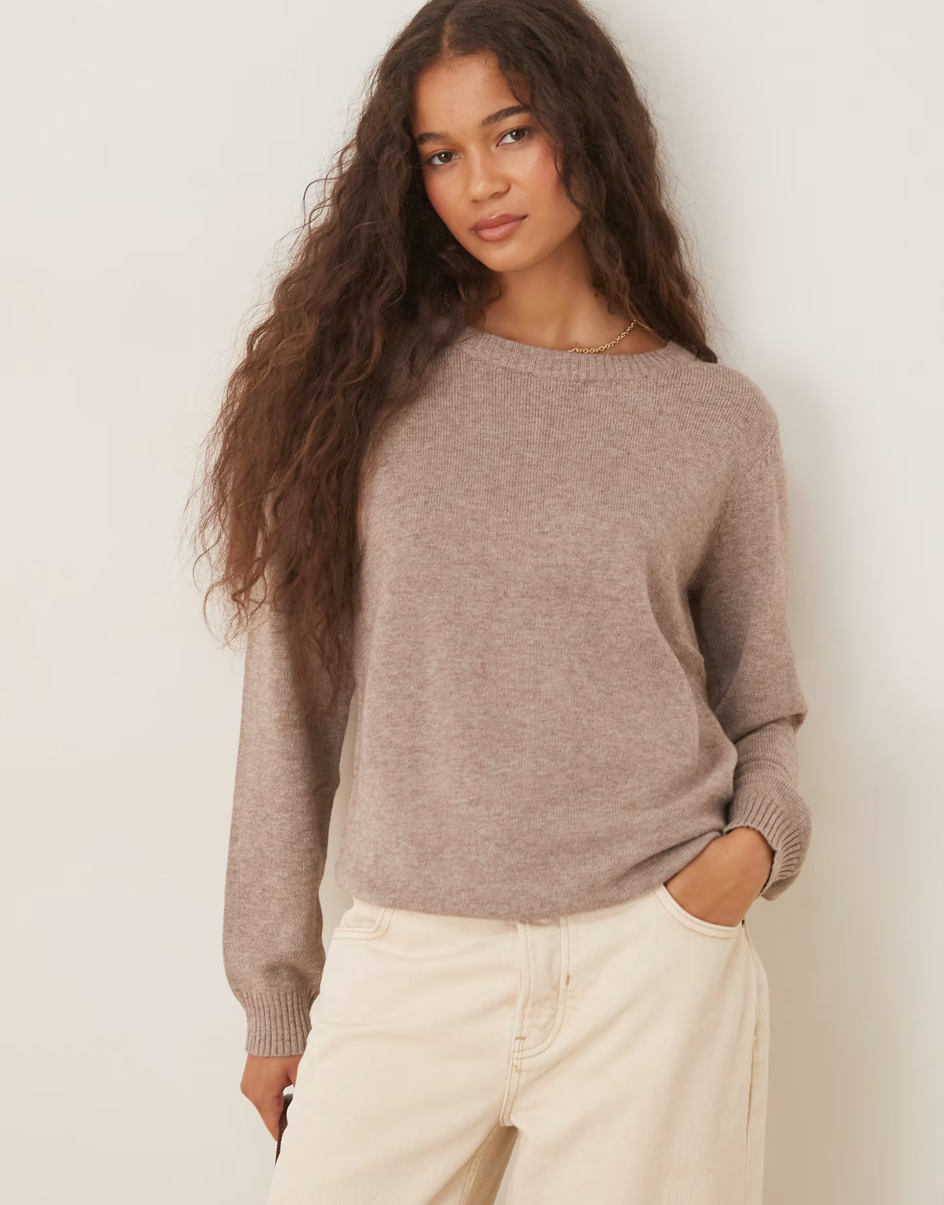 Vila o-neck knitted jumper in brown | ASOS (Global)