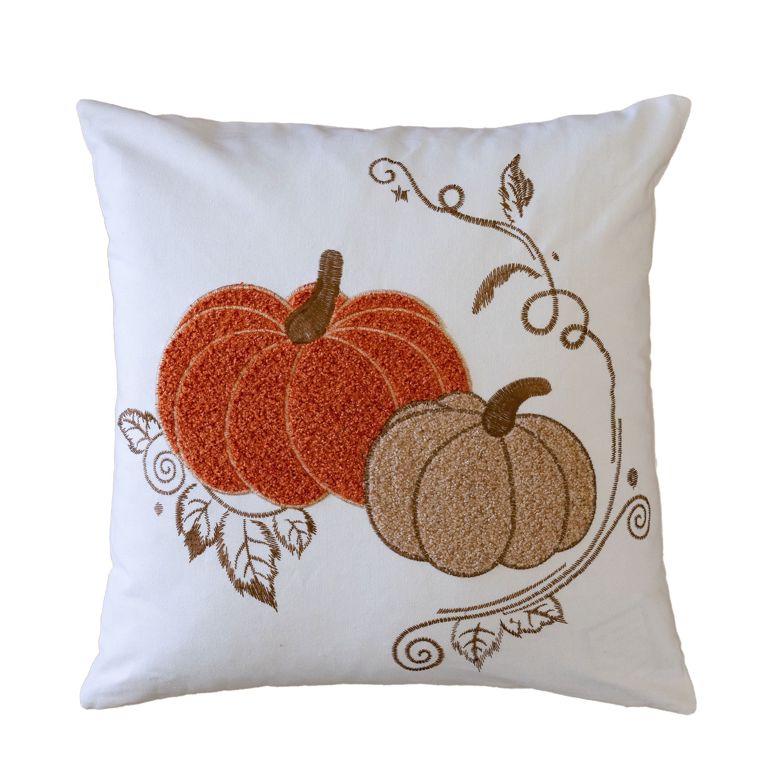 Blisstyle Pumpkin Embroidered Cotton Throw Pillow Autumn Harvest Accent Cushion Throw Pillows for Couch | TP26 | Lowe's