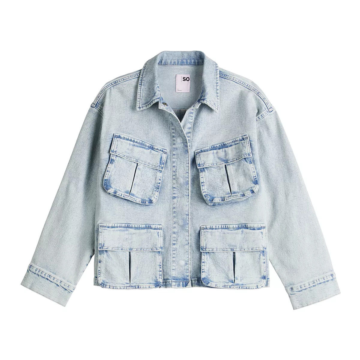 Juniors' SO® Denim Utility Pocket Oversized Jacket | Kohl's