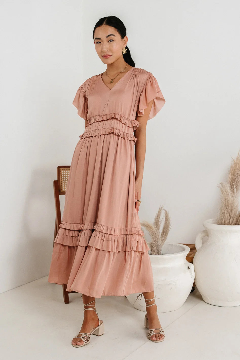 Willa Ruffle Dress in Blush | Böhme US