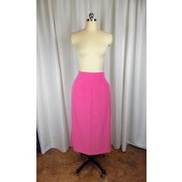 Bright Pink Midi Length Pencil Skirt With Brush Finish Briggs Label | Etsy (US)