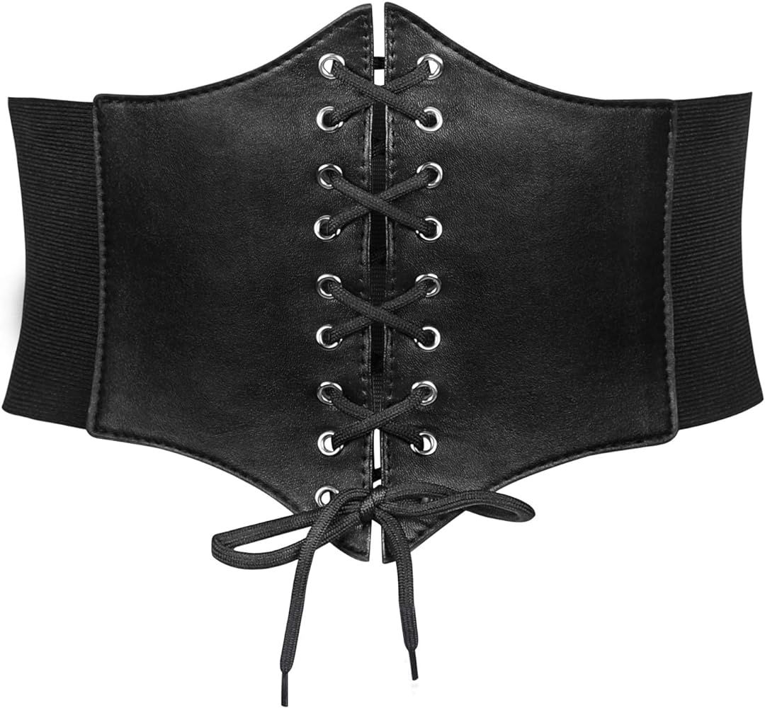 JASGOOD Women’s Elastic Costume Waist Belt Lace-up Tied Waspie Corset Belts for Women | Amazon (US)