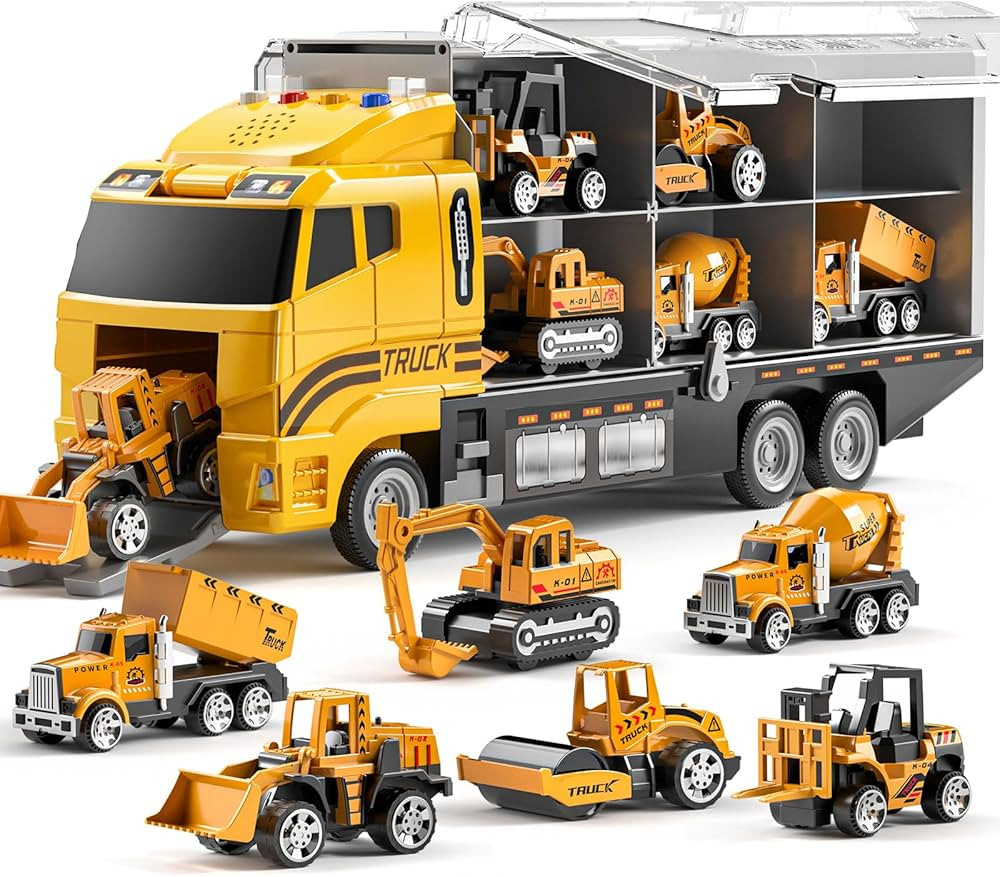 TEMI Toddler Toys for 3 4 5 6 Years Old Boys, Die-cast Construction Toys Car Carrier Vehicle Toy ... | Amazon (US)