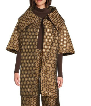 Buru Oversized Point Collar Short Sleeve Open Front Coordinating Topper Jacket | Dillard's | Dillard's