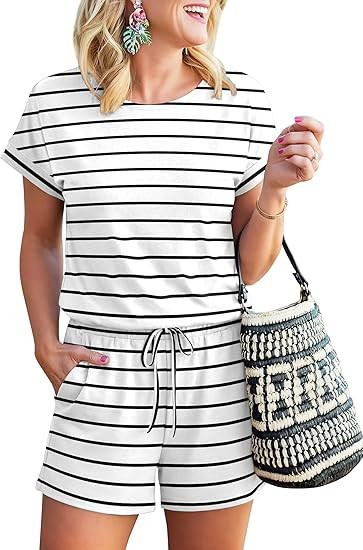 ANRABESS Rompers for Women Summer 2026 Casual Dressy One Piece Tshirt Short Pants Jumpsuit Beach ... | Amazon (US)