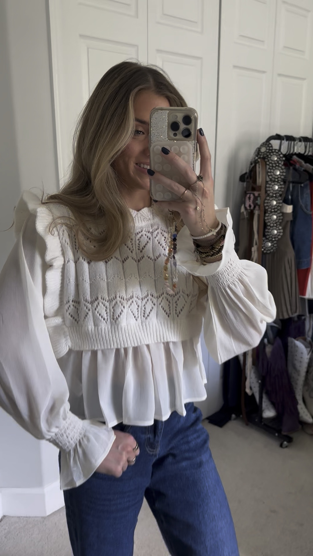 A woven combo top featuring a partial open-knit sweater construction, scalloped trim, a round neckline, long trumpet sleeves, and a cropped hem. my monthly haul of all things @FOREVER 21 i scour the F21 website for the best of the best and i need to share these with yall cause they’re good!! 🤎 perfect for fall fashion!!! They are 🔗 in my LTK & my Forever 21 Storefront. https://liketk.it/4VpcA

#forever21 #forever21finds #forever21haul #forever21ambassador #tryonhaul #forever21clothes #tryon #tryonwithme #trendyoutfits #trendyclothes #forever21fallhaul #f21finds #f21xme #walmartclothing #winterfashion #winterclothinghaul #fallclothinghaul #fallhaul #clothinghaul #falltrends #shoppinghaul forever 21, forever 21 haul, forever 21 finds, f21 fashion, forever 21 fall fashion, new arrivals, fall fashion, dresses for fall, unboxing shopping haul, shopping haul, outfit, outfit of the day, outfit inspo, outfit ideas, styling, try on, fashion, affordable fashion. 

#LTKFindsUnder50 #LTKWatchNow #LTKWorkwear