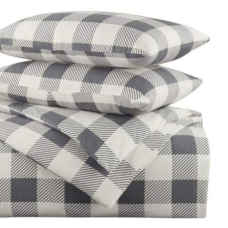 Mainstays 3-Piece Flannel Buffalo Check Duvet Cover Set, King | Walmart (US)