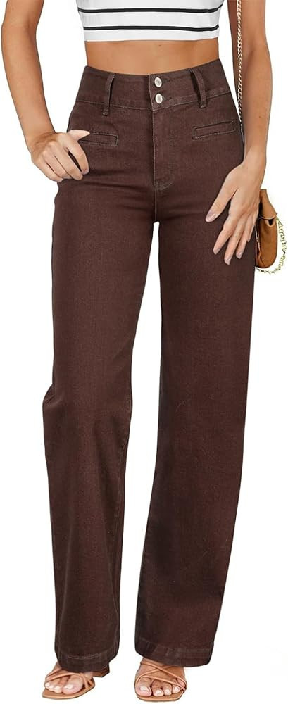 Sidefeel Jeans for Women High Waisted Straight Leg Denim Pants | Amazon (US)