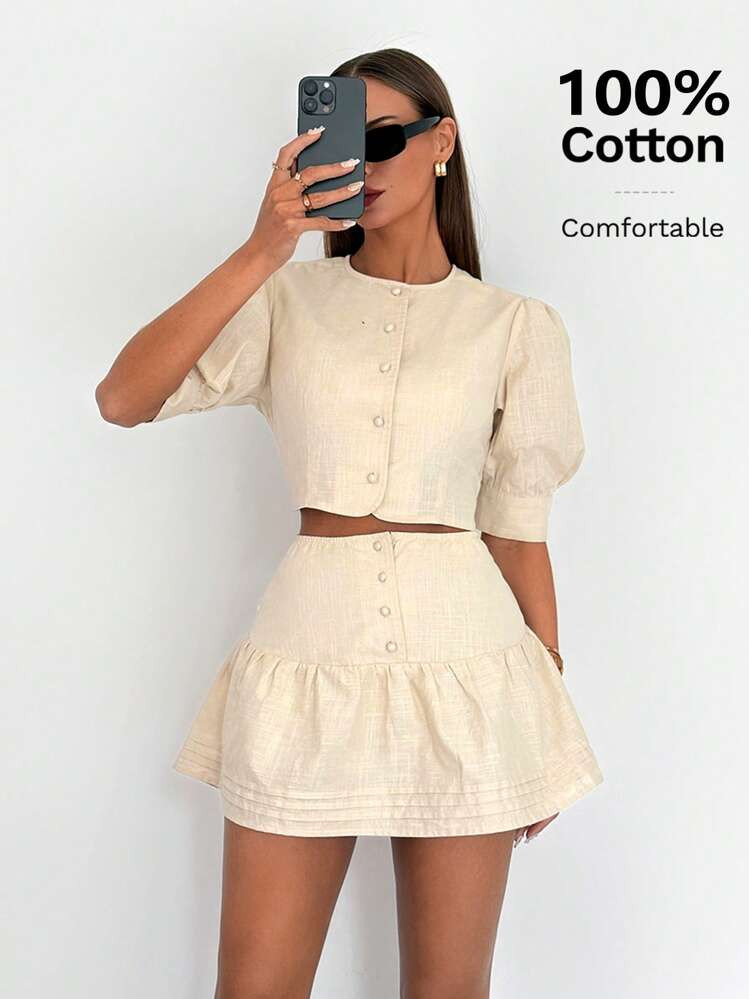 Siren Gaze Women Two Pieces Outfits For Daily Wear Women Summer Clothing Women's Outfits 2 Pieces Women Summer Shirts, 100%Cotton, Butter Yellow, Vacation Outfits Woman, Graduation Dresses For Women,Cotton Linen Two Pieces Outfits Winter Casual Spring Holiday Resort | SHEIN