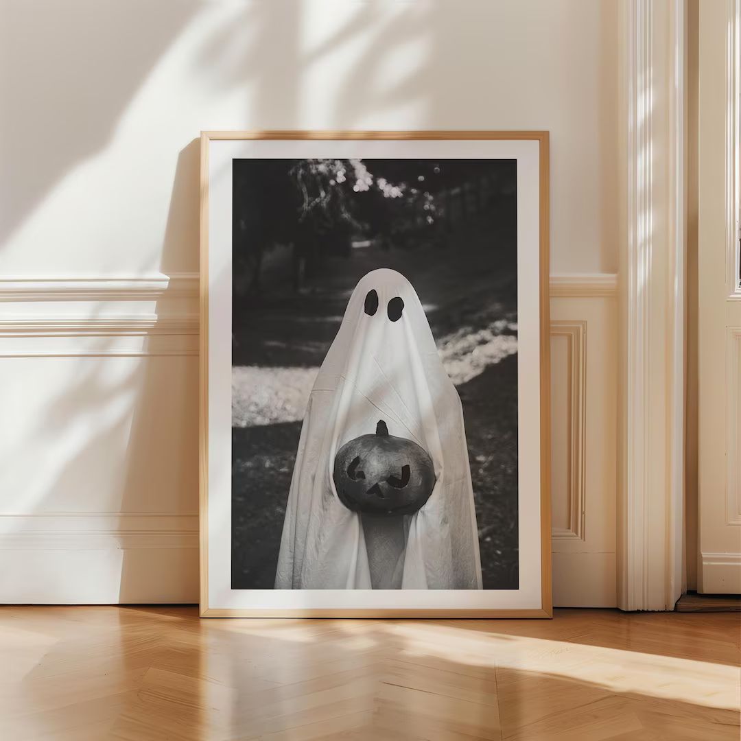 Ghost Print, Spooky Halloween Wall Art, Halloween Prints, Black & White Ghost Portrait, Halloween... | Etsy (US)