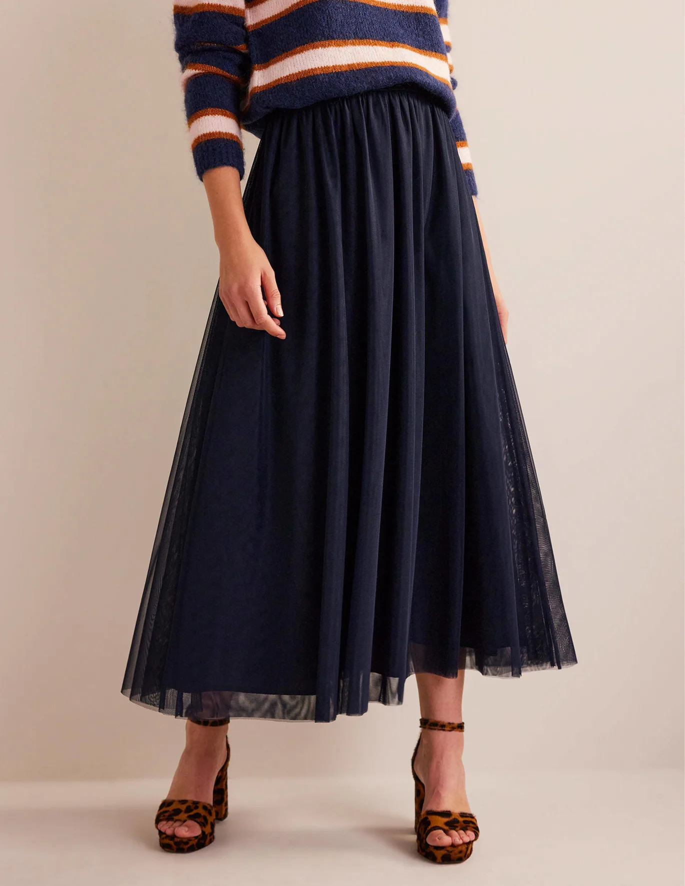 Tulle Full Midi Skirt - Navy | Boden (UK & IE)