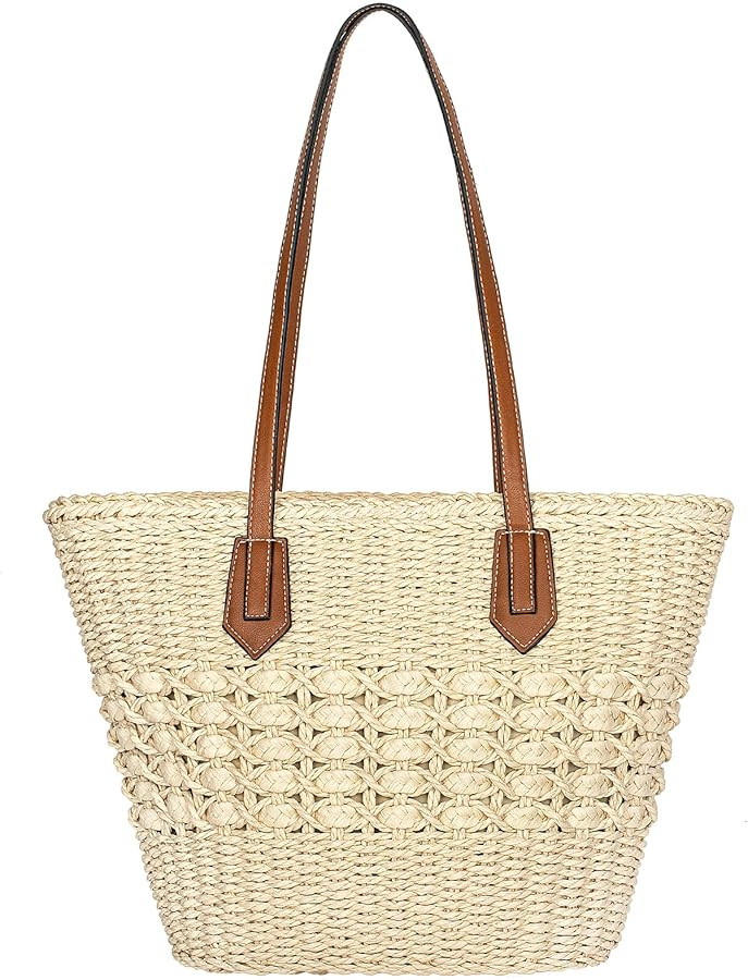 Joryin Beach Tote Bag for Women, Straw Shoulder Bag,Natura Fibre,Hand Woven Bags for Summer, Natu... | Amazon (US)