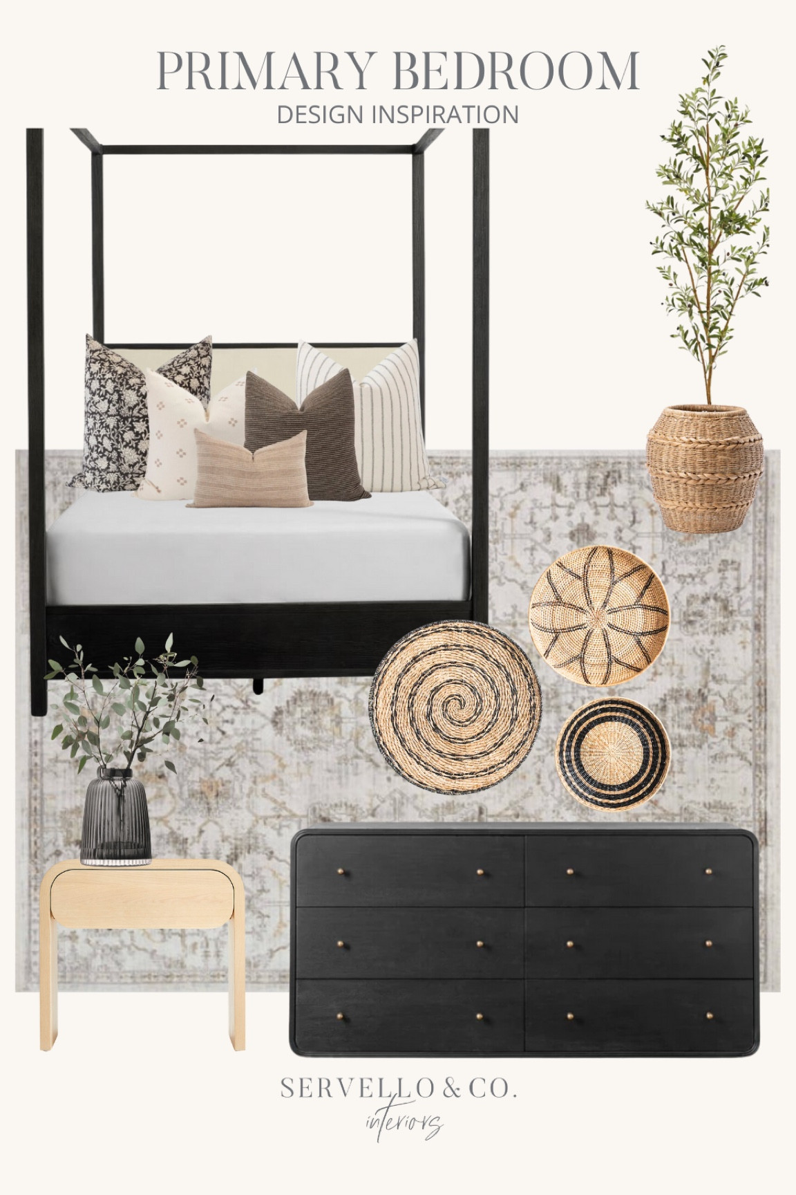 Primary bedroom design, master bedroom design, bedroom decor, neutral bedroom, black dresser, black bureau, black canopy bed, canopy bed pottery barn, pottery barn bedroom design, McGee and co bureau, McGee and co sale, McGee and co furniture, oak nightstand, affordable nightstand, faux olive tree, Etsy throw pillow, affordable throw pillows, natural throw pillow, bed pillows 

#LTKhome #LTKsalealert #LTKSeasonal