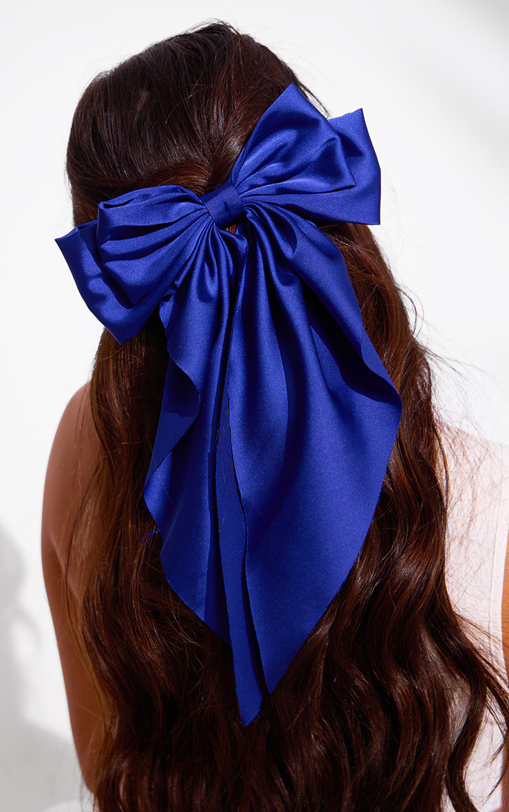 Cobalt Blue Oversized Bow Hair Clip | PrettyLittleThing US
