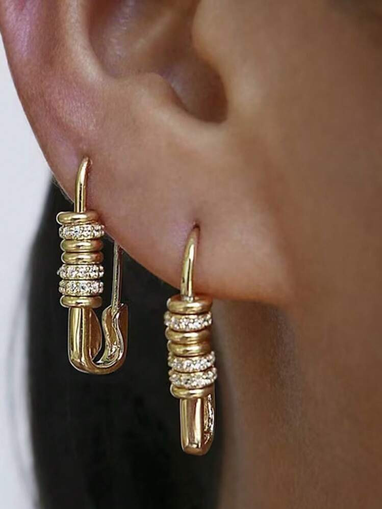 1 Pair Gold Pin Copper Alloy Dangle Earrings For Women Luxurious & Versatile Hypoallergenic Earring Daily Wear, Party, Date, Festival | SHEIN