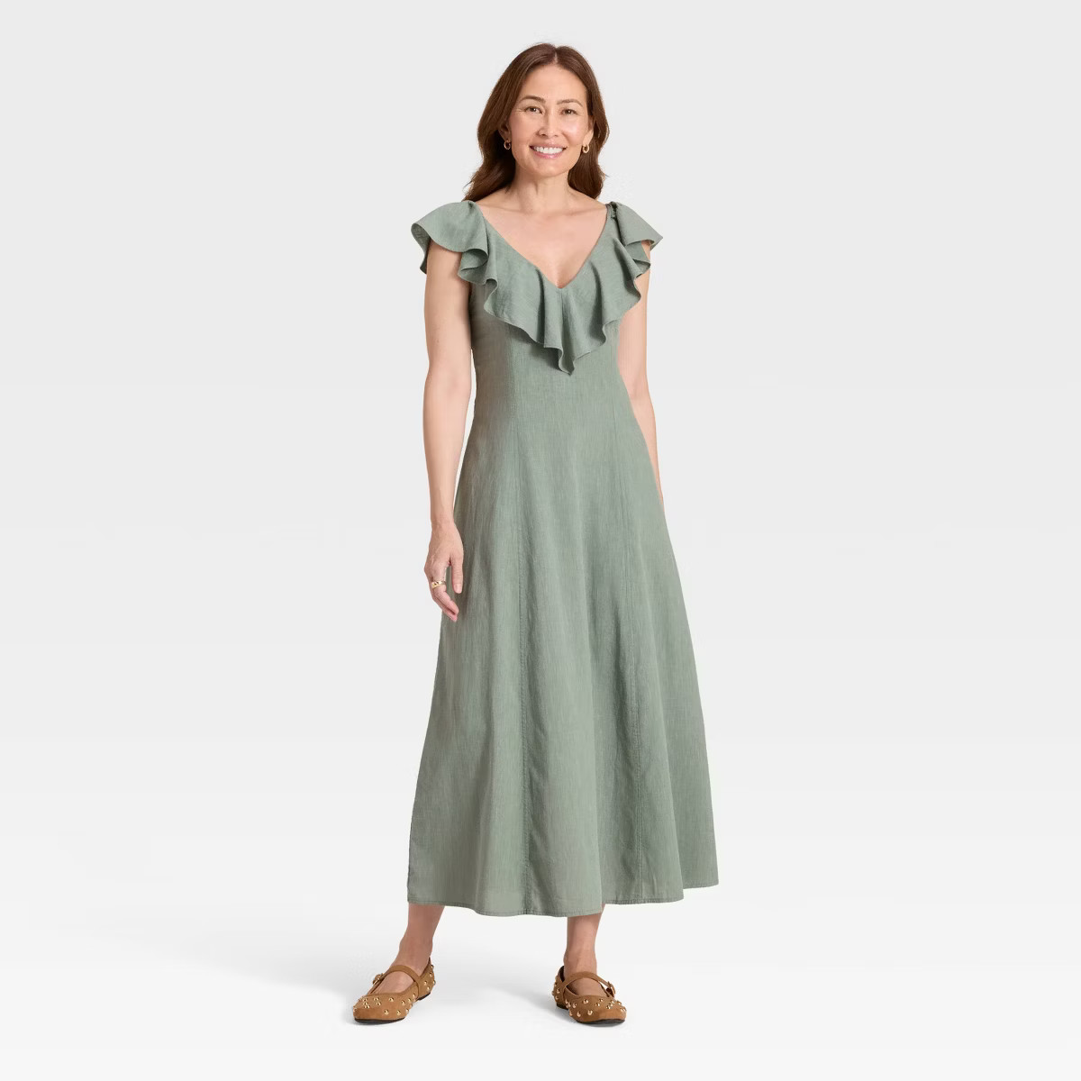 Women's Ruffle Sleeve Maxi A-Line Dress - Universal Thread™ | Target