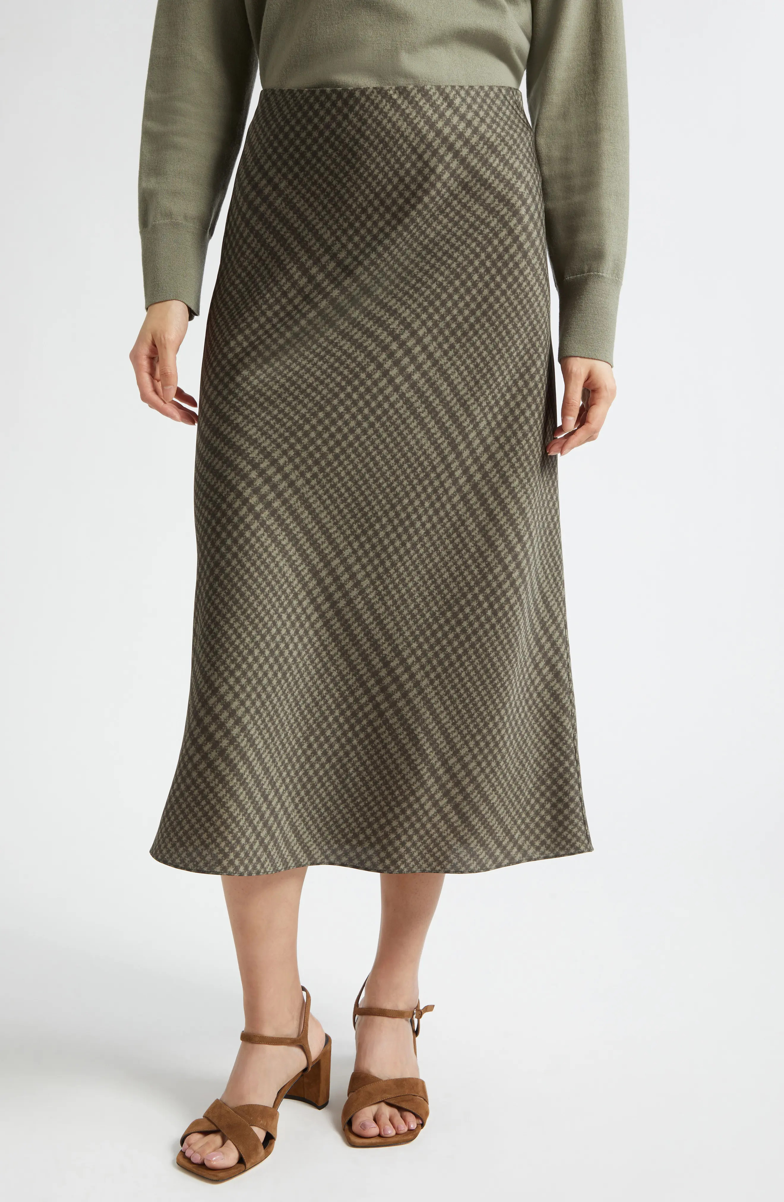 Check Bias Satin Slip Skirt (Women) | Nordstrom | Nordstrom