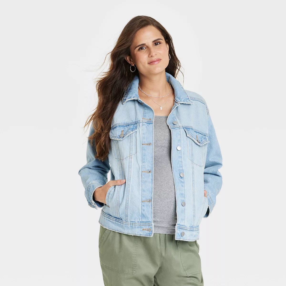 Long Sleeve Maternity Denim Jacket - Isabel Maternity by Ingrid & Isabel™ Medium Wash | Target