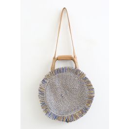 Round Tasseled Straw Crossbody Bag | Chicwish