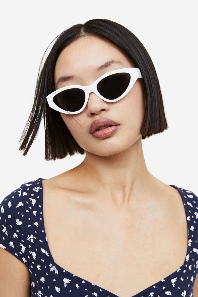 Cat Eye Sunglasses - White - Ladies | H&M US | H&M (US + CA)