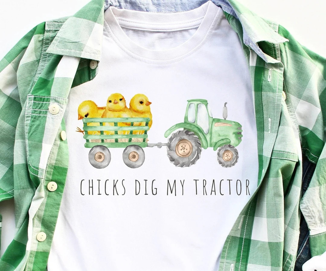 Easter Boys Shirt Funny Easter Shirt Toddler Tee Chicks Dig My Tractor, Baby Boy Easter Outfit Bo... | Etsy (US)