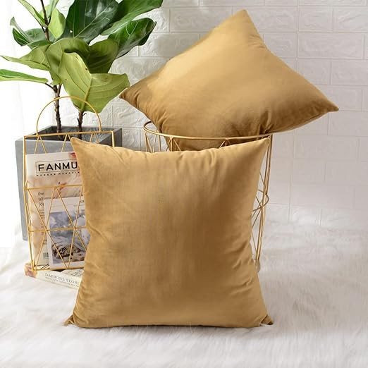 MERNETTE Pack of 2, Velvet Soft Decorative Square Throw Pillow Cover Cushion Covers Pillow case, ... | Amazon (US)