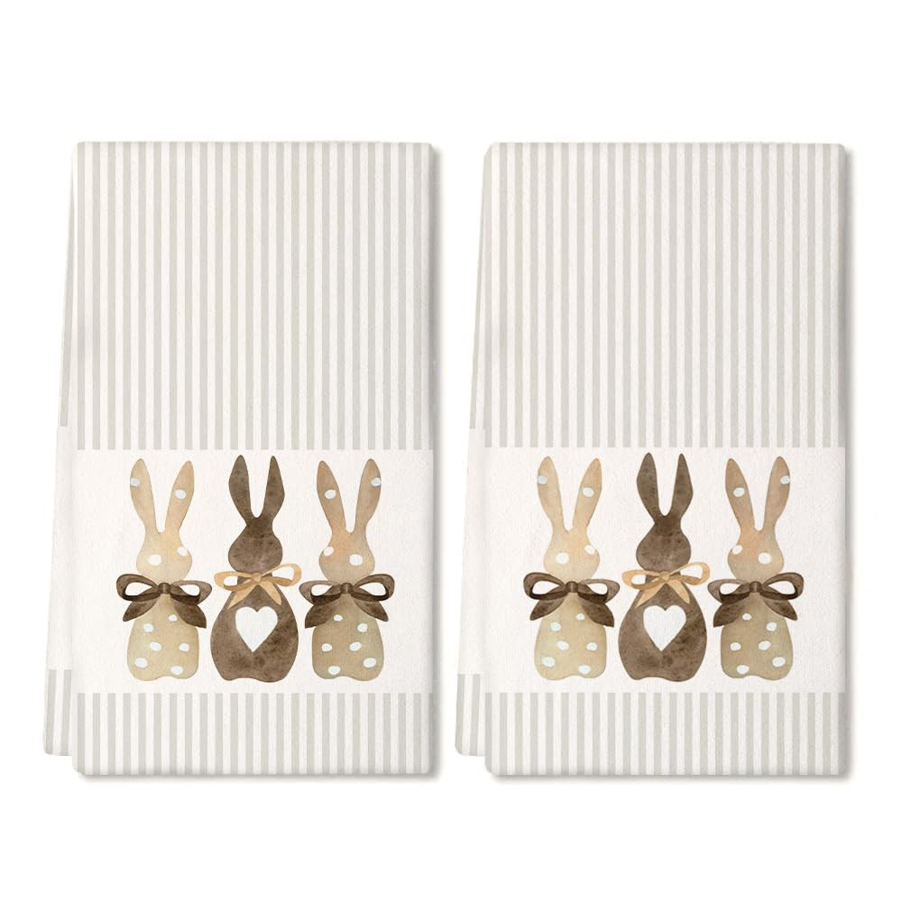 ARKENY Easter Kitchen Towels Set of 2,Beige Bunny Dish Towels 18x26 Inch Drying Dishcloth,Farmhou... | Amazon (US)