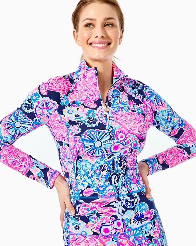 UPF 50+ Luxletic Justine Half-Zip Cropped Sunguard | Lilly Pulitzer