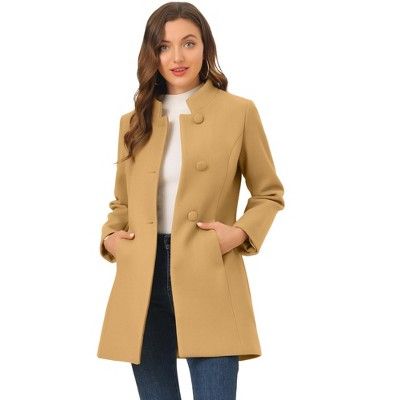 Allegra K Women's Winter Overcoat Stand Collar Single Breasted Long Coat | Target