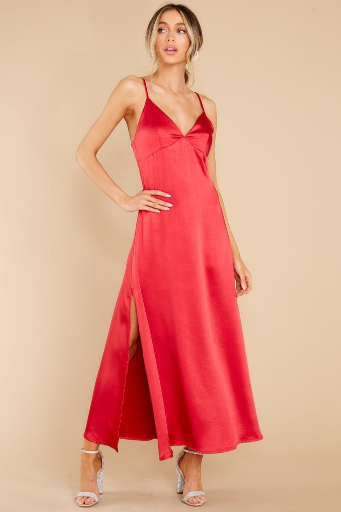 Flirty Gaze Red Midi Dress | Red Dress 