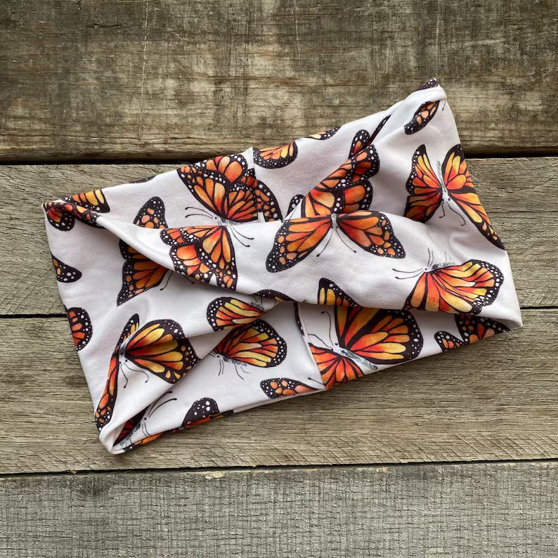 Monarch Butterfly Stretchy Yoga Headwrap Headband Adult Extra Wide | Etsy (US)