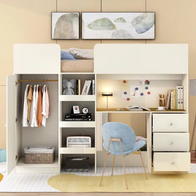 Loft Bed With Built-In Wardrobe | Wayfair North America