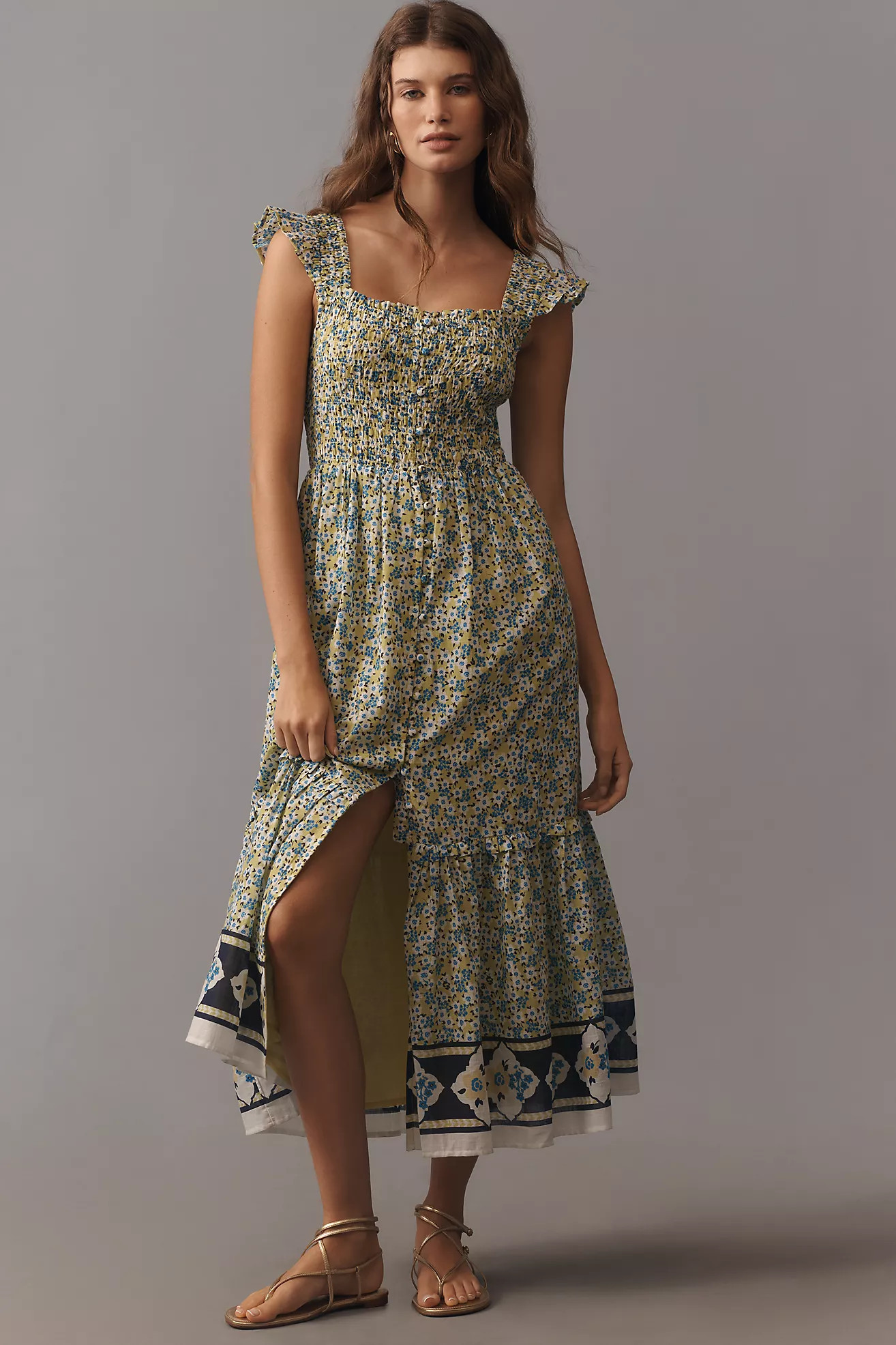 The Peregrine Square-Neck Midi Dress | Anthropologie (US)