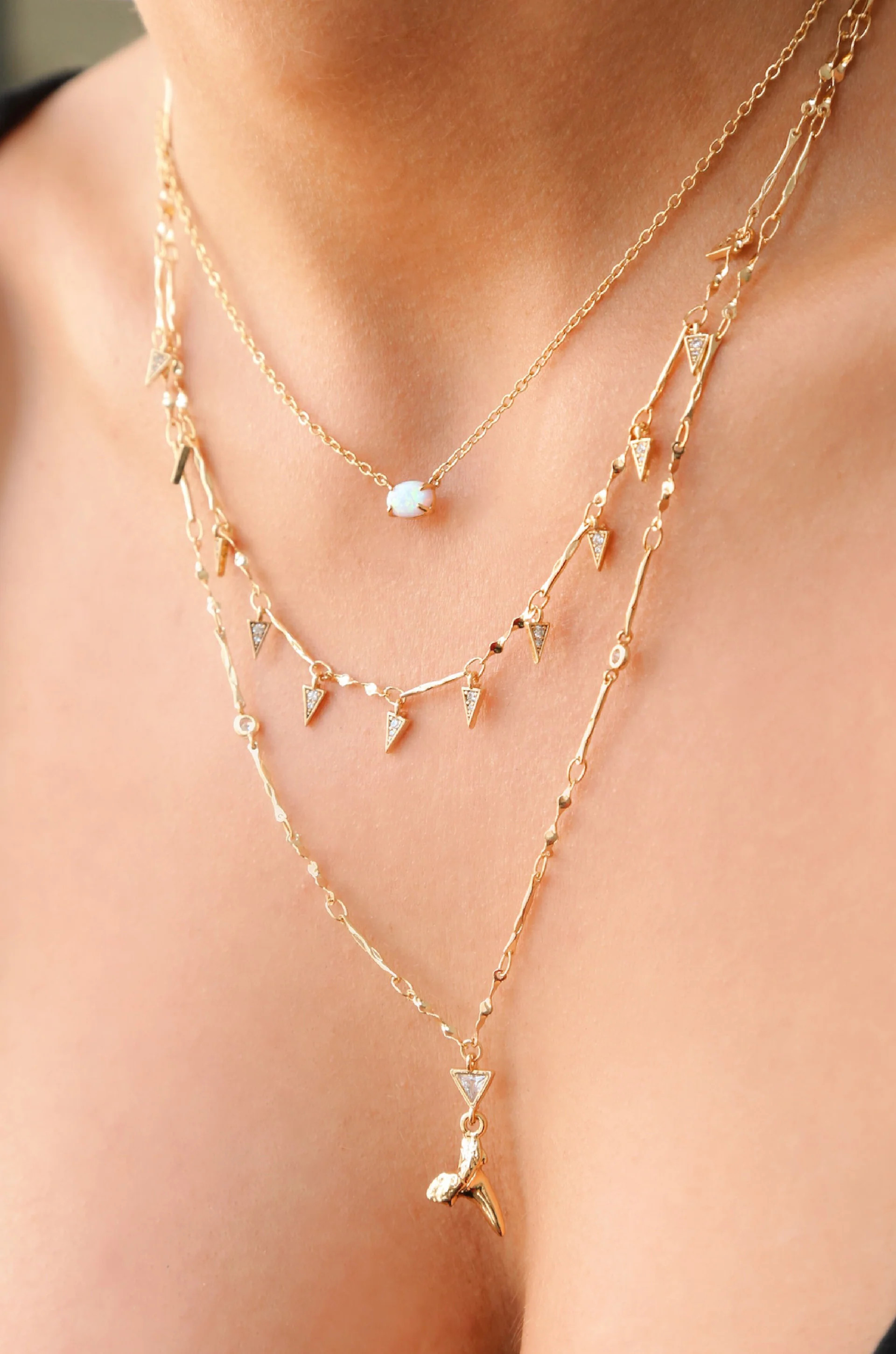 Layered Shark Tooth 18k Gold Plated Necklace | Ettika