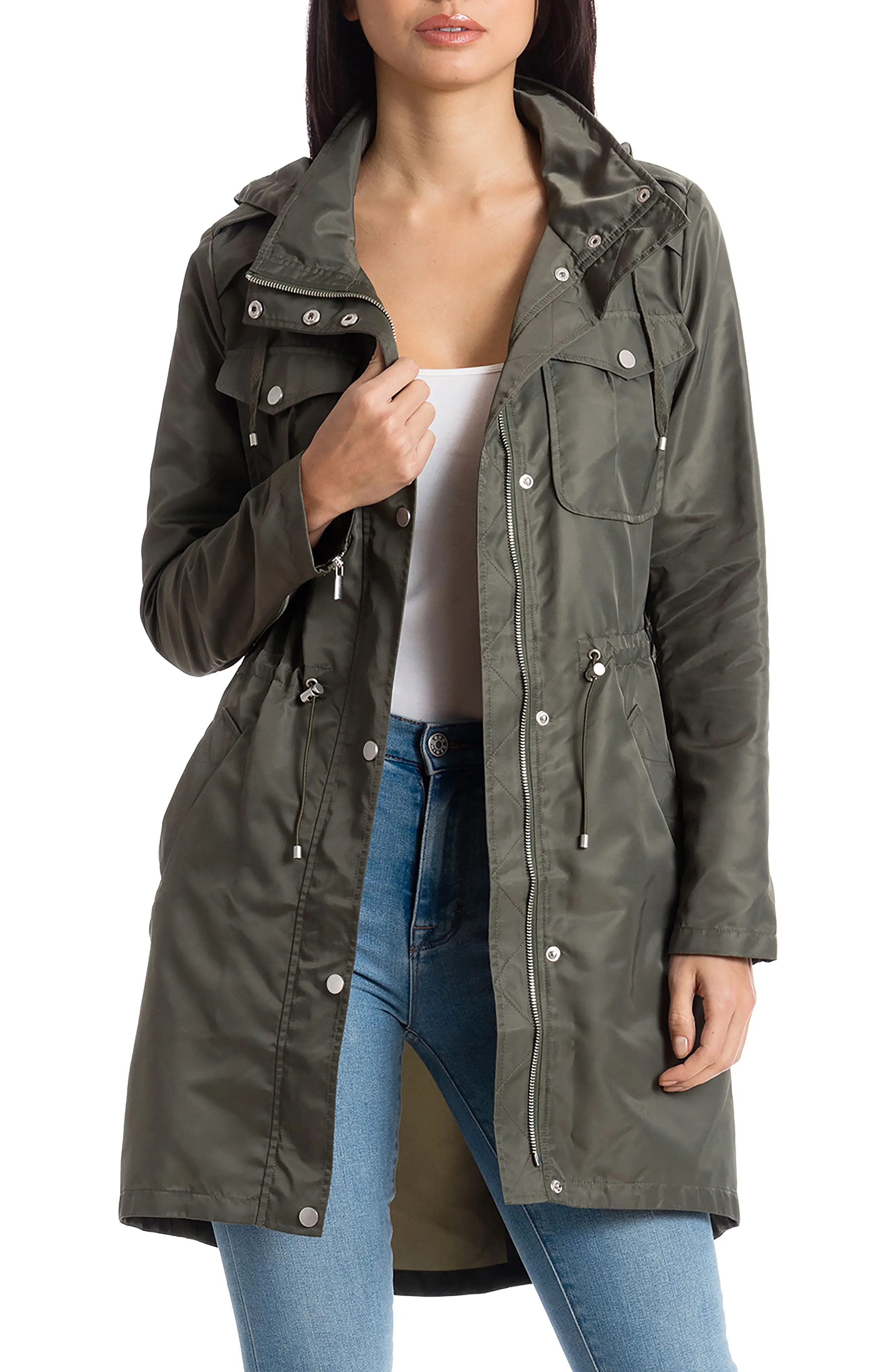 Badgley Mischka Water Repellent Anorak with Stowaway Hood | Nordstrom