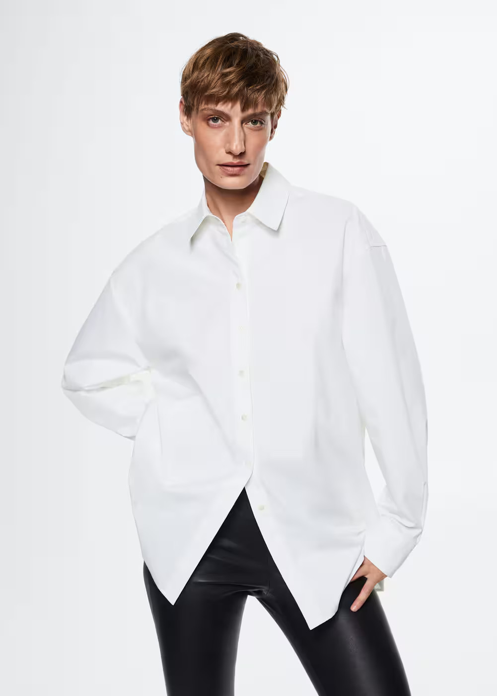 Oversize cotton shirt -  Women | Mango USA | MANGO (US)