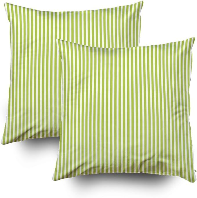 EMMTEEY Home Decor Throw Pillowcase for Sofa Cushion Cover,Lime Green Outdoor Oxford Stripe Decor... | Amazon (US)