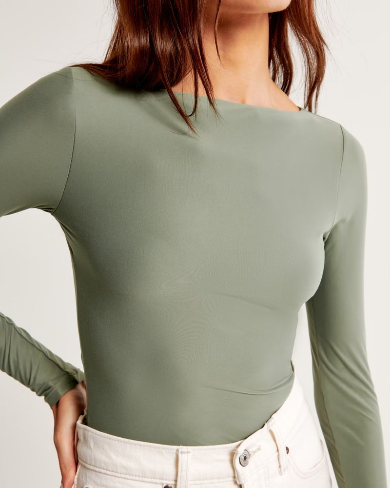 Women's Soft Matte Seamless Long-Sleeve Open-Back Bodysuit | Women's Tops | Abercrombie.com | Abercrombie & Fitch (US)